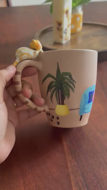 Cat-Peek Hand-painted mug