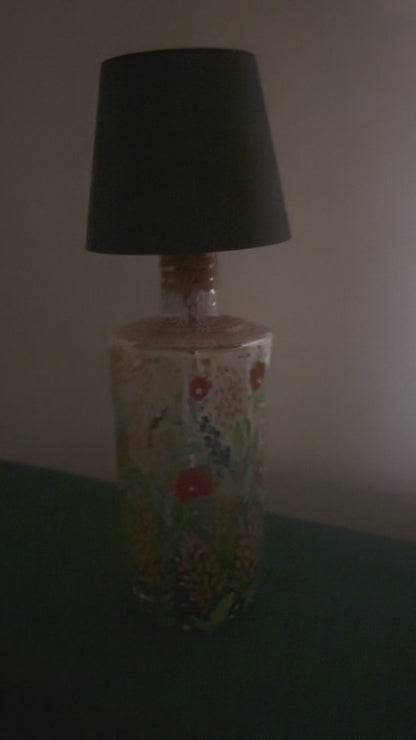 Anupama - Hand-Painted Bottle Lamp + Planter