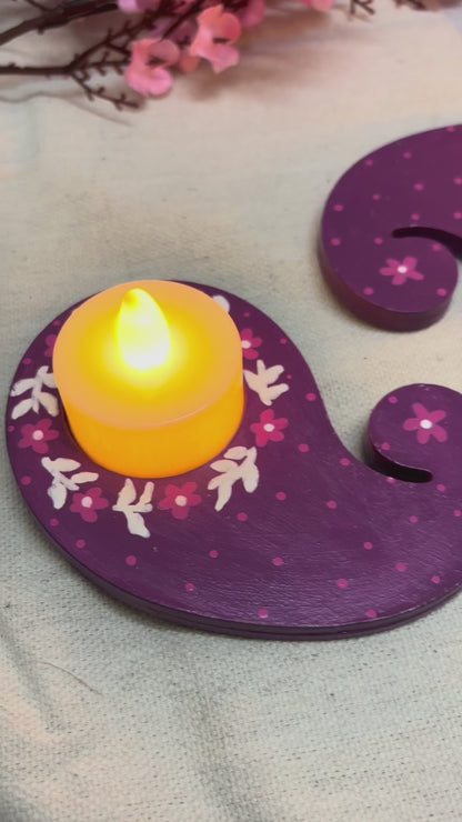 Lavanya Hand-Painted Paisley Tea Light Holders