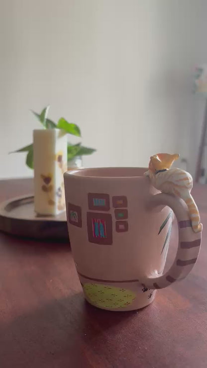 Cat-Peek Hand-painted mug