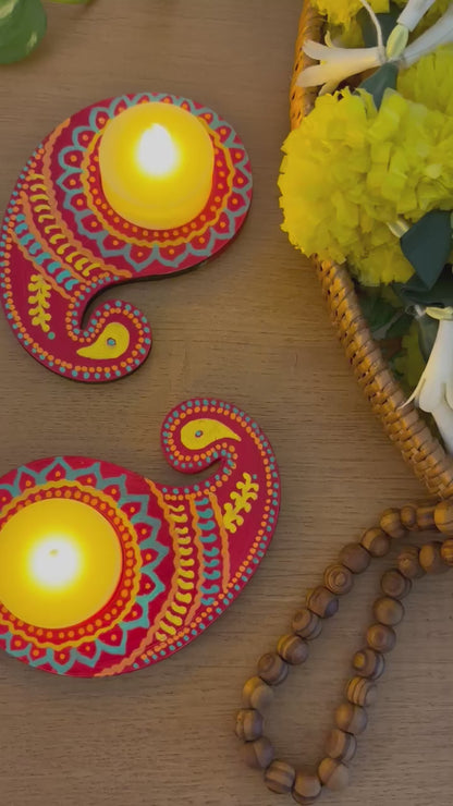 Tejas - Hand-Painted Paisley Tea Light Holder