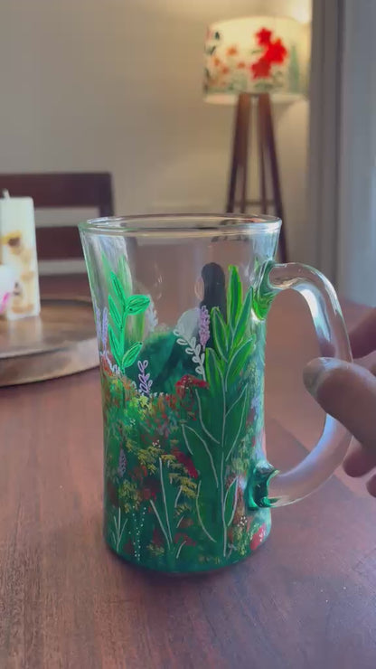 Hand-Painted Girl in the Garden Beer Mug
