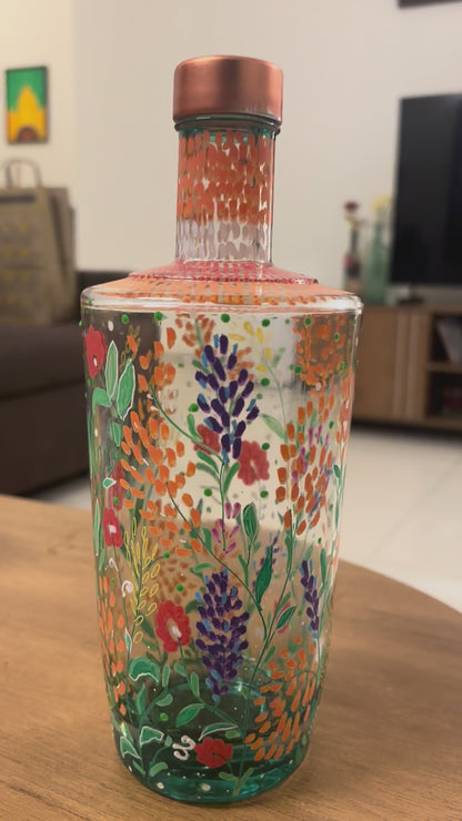 Anupama - Hand-Painted Bottle Lamp + Planter