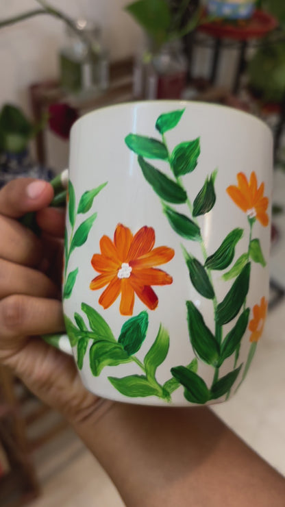 Marigold Mornings - Hand-Painted Floral Mug