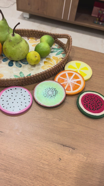 Slices Coaster Set - Hand-Painted Fruit Wooden Coasters