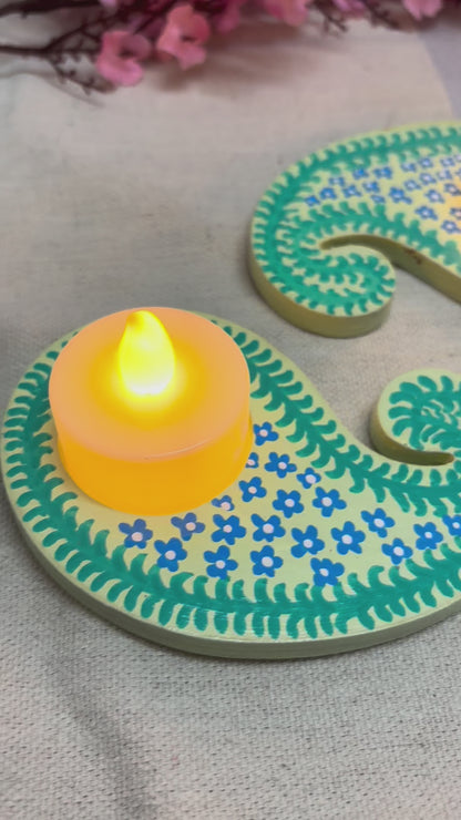 Savita Hand-Painted Paisley Tea Light Holders