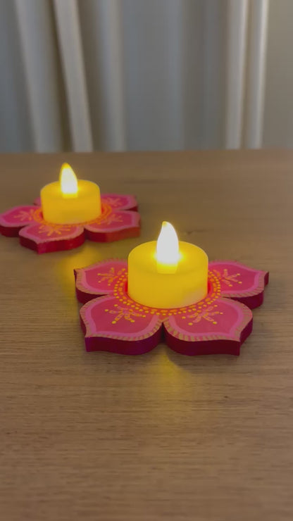Gulabo - Hand-Painted Floral Tea Light Holder
