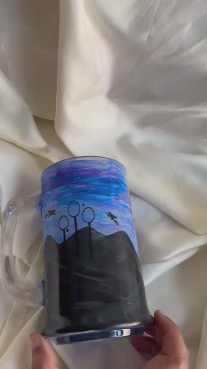 Hand-Painted HP Hogwarts-Quiddich Beer Glass
