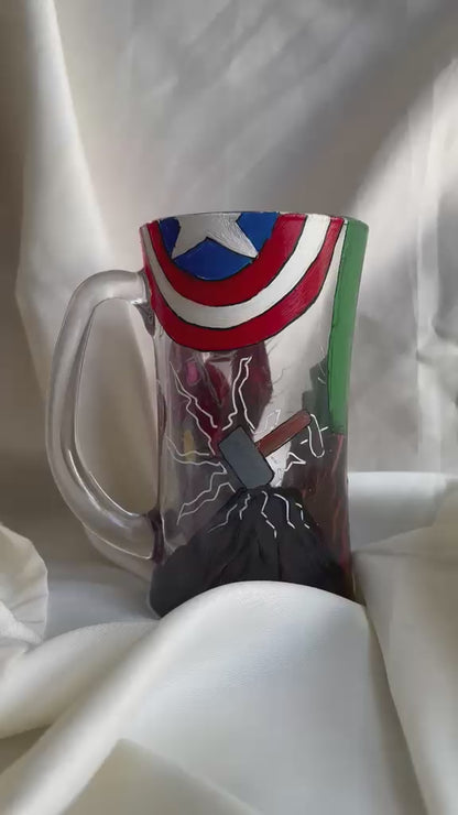 Hand-Painted Avengers Inspired Beer Mug