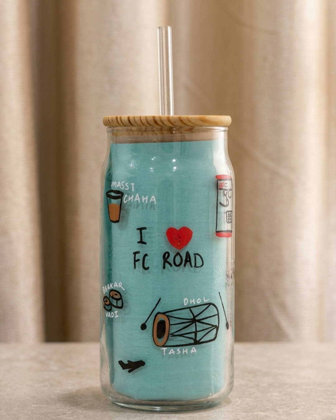 Pune-Themed Hand-Painted Tumbler