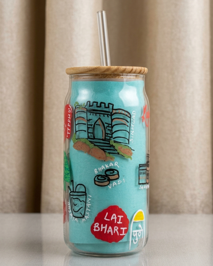 Pune-Themed Hand-Painted Tumbler