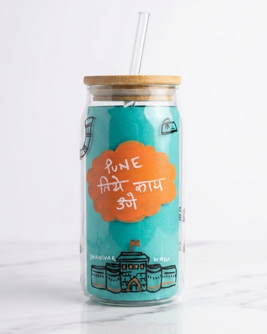 Pune-Themed Hand-Painted Tumbler