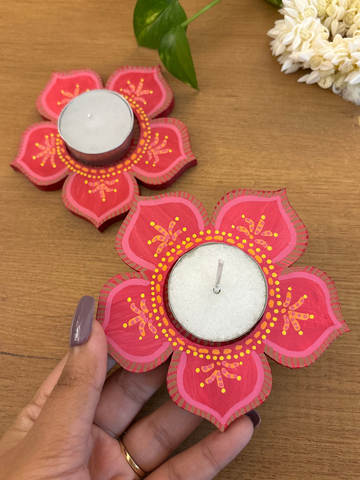 tea light candle holder kalavrit festive gift home decor hand painted 